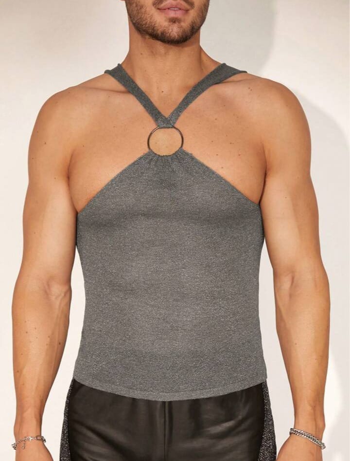 Men Ring Details Solid Sleeveless Sweater Vest